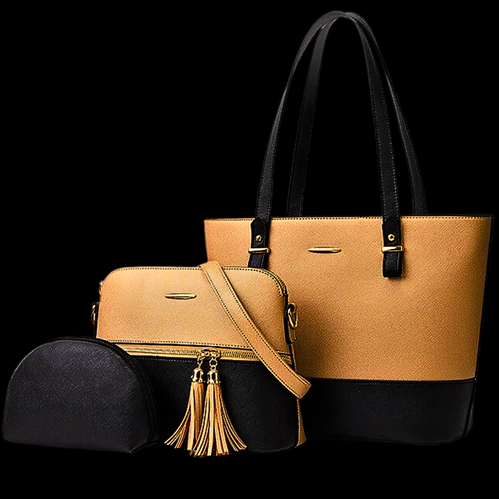 Conjunto de dos bolsos y un clutch: elegancia y funcionalidad