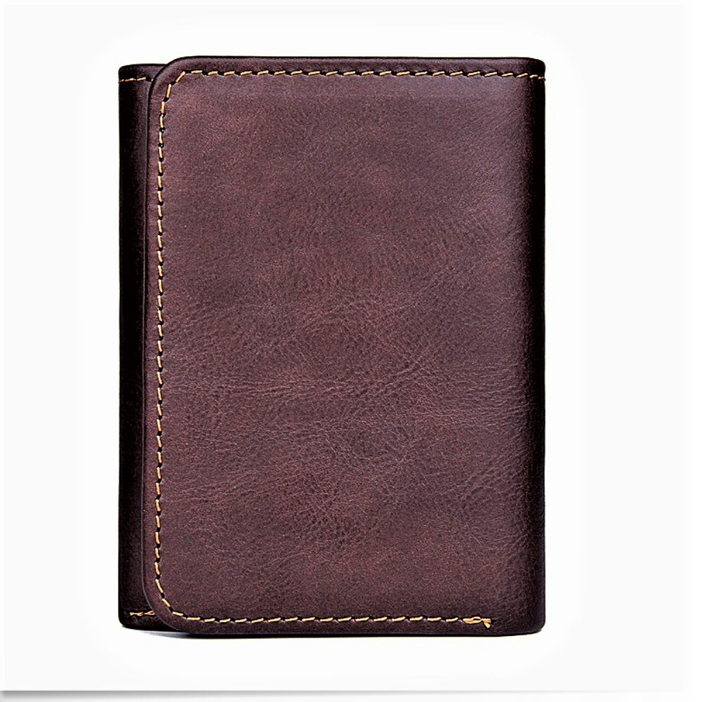 Cartera de piel de vacuno auténtica con tecnología RFID