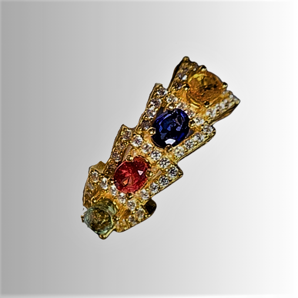Anillo Flechas Borrosas con Piedras Naturales