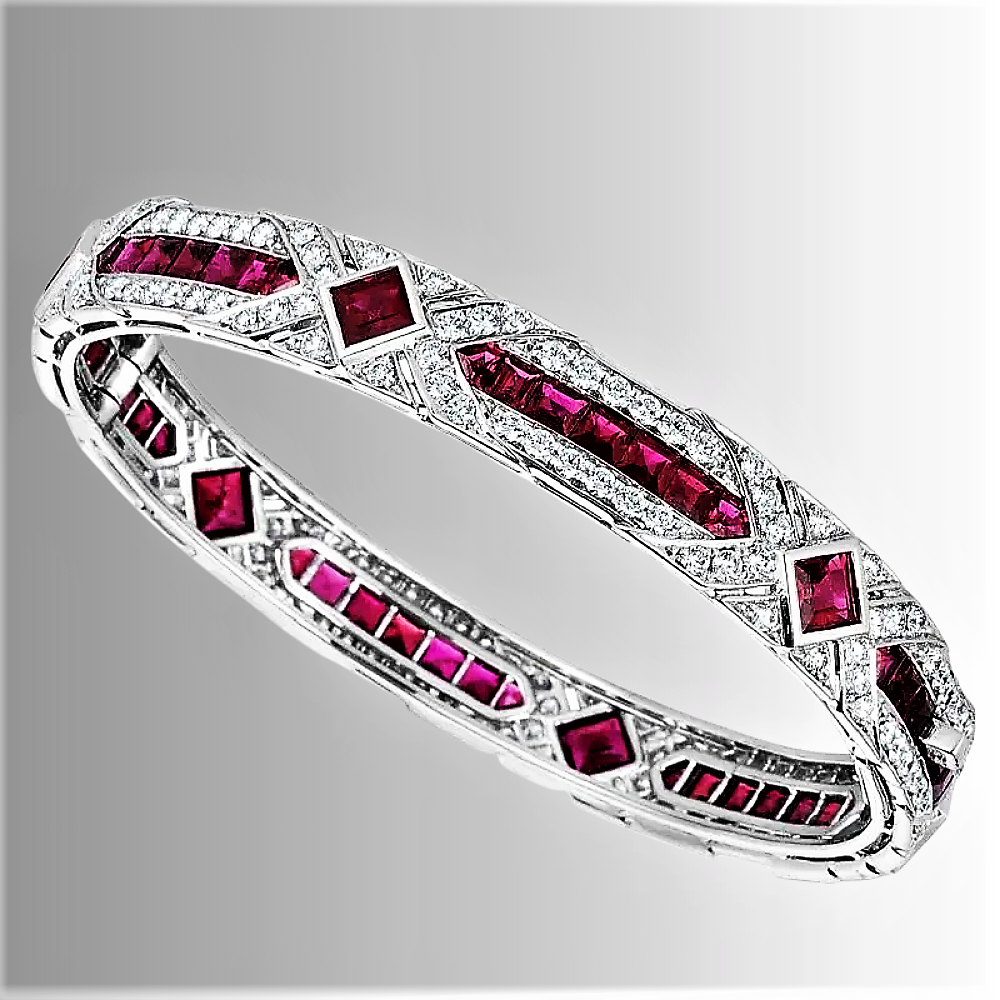 Mini Collezione di Bracciali Rigidi con Zaffiri, Smeraldi o Rubini Coltivati e Brillanti Sintetici