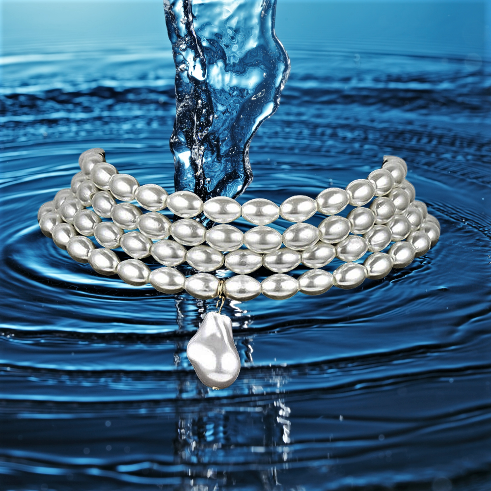 Collana con Perle Naturali e Perla Scaramazza Pendente