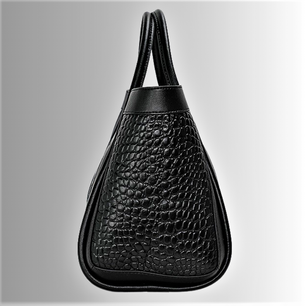Bolso de piel de becerro trabajado con cocodrilo