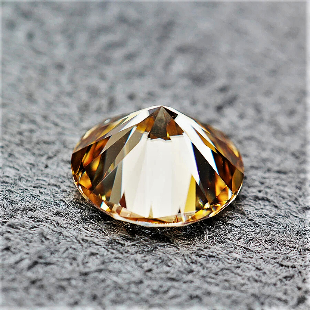 Moissanite Champagne Taglio Brillante Certificata