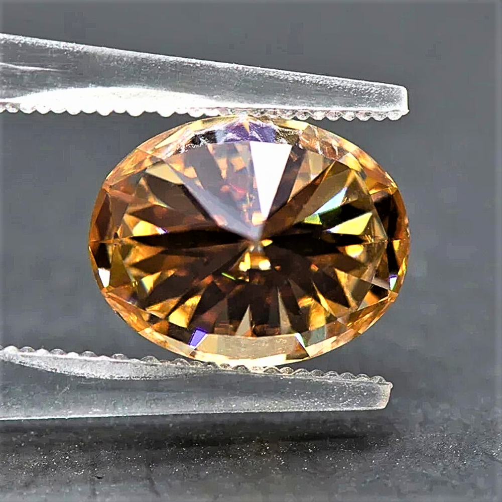 Moissanite Champagne Taglio Ovale Certificata