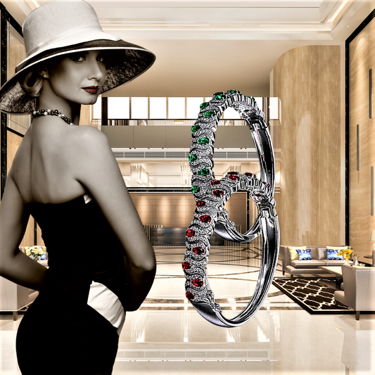 "Gocce in Armonia" Parure Anello e Bracciale con Smeraldi o Rubini e Diamanti Sintetici