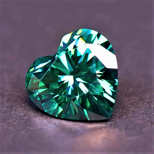 Moissanite Verde Smeraldo Taglio Cuore Certificata