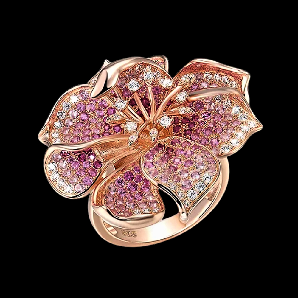 Fascia Fiore con Zaffiri Rosa e Rubini Coltivati