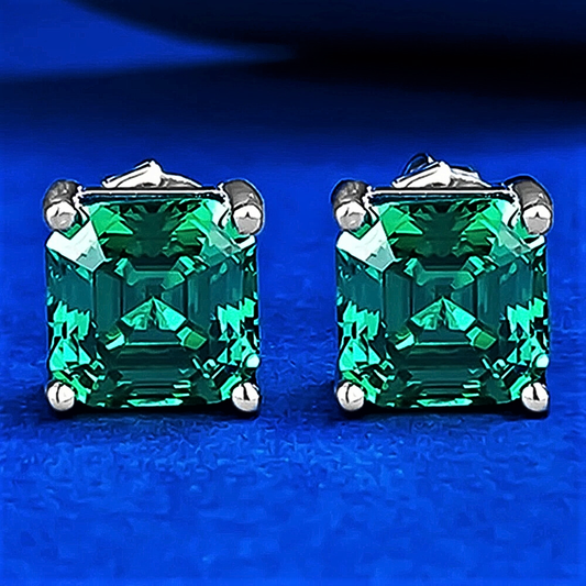 Orecchini in Smeraldo Coltivato Lab Grown Taglio Asscher