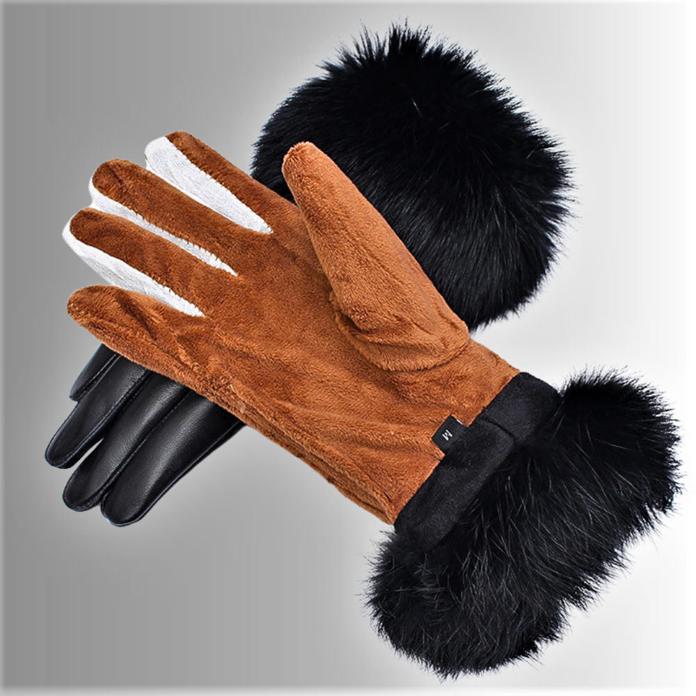 Guantes para pantalla táctil de piel de oveja y conejo