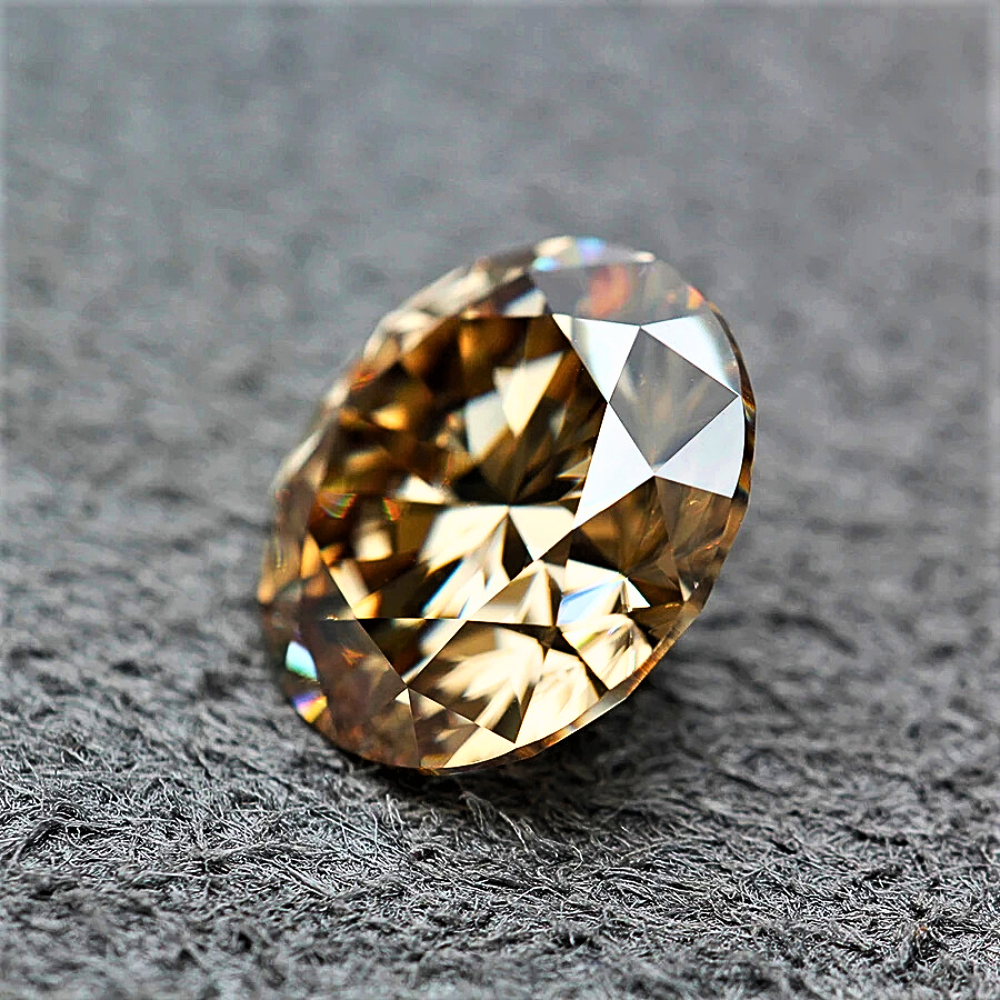 Moissanite Champagne Taglio Brillante Certificata
