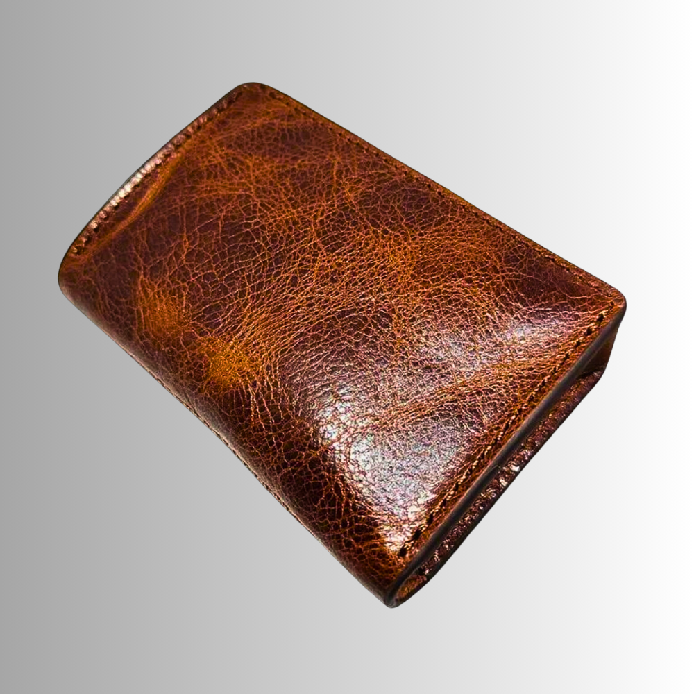 Mini billetera de piel de vaca auténtica con cinturón, elegante y segura