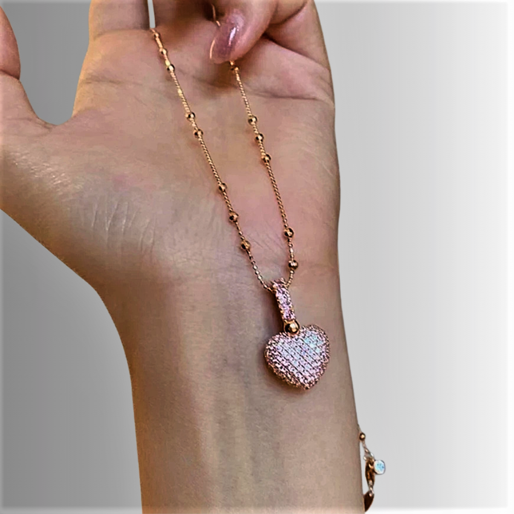 Collana con Ciondolo a Cuore con Brillanti Coltivati