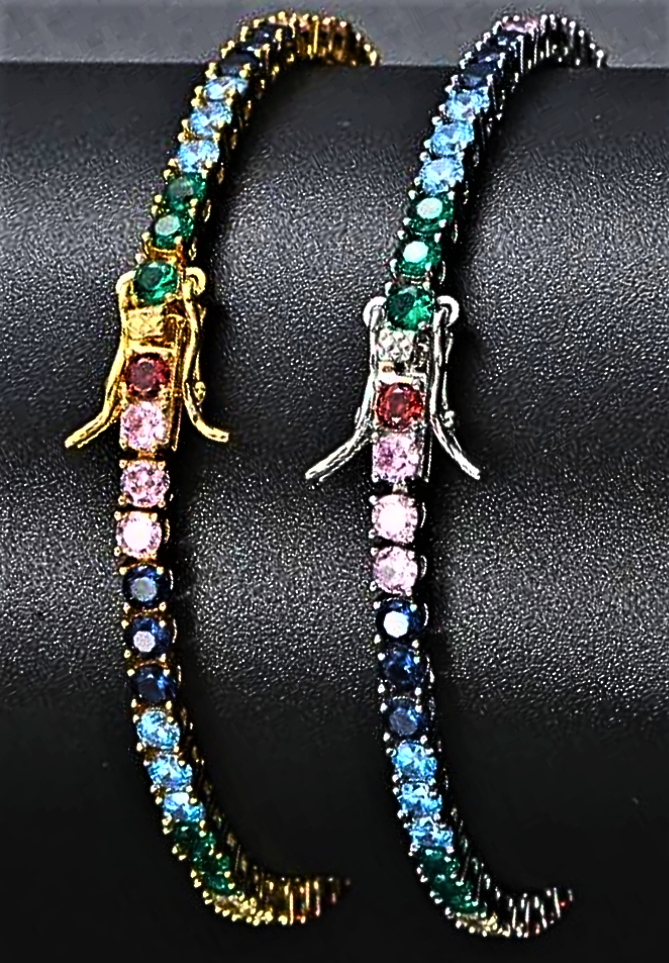 Pulseras de tenis multicolor: colores brillantes que iluminan