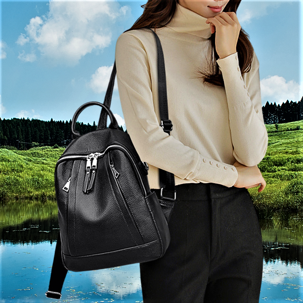 Mochila de piel de becerro negra Suavidad y elegancia