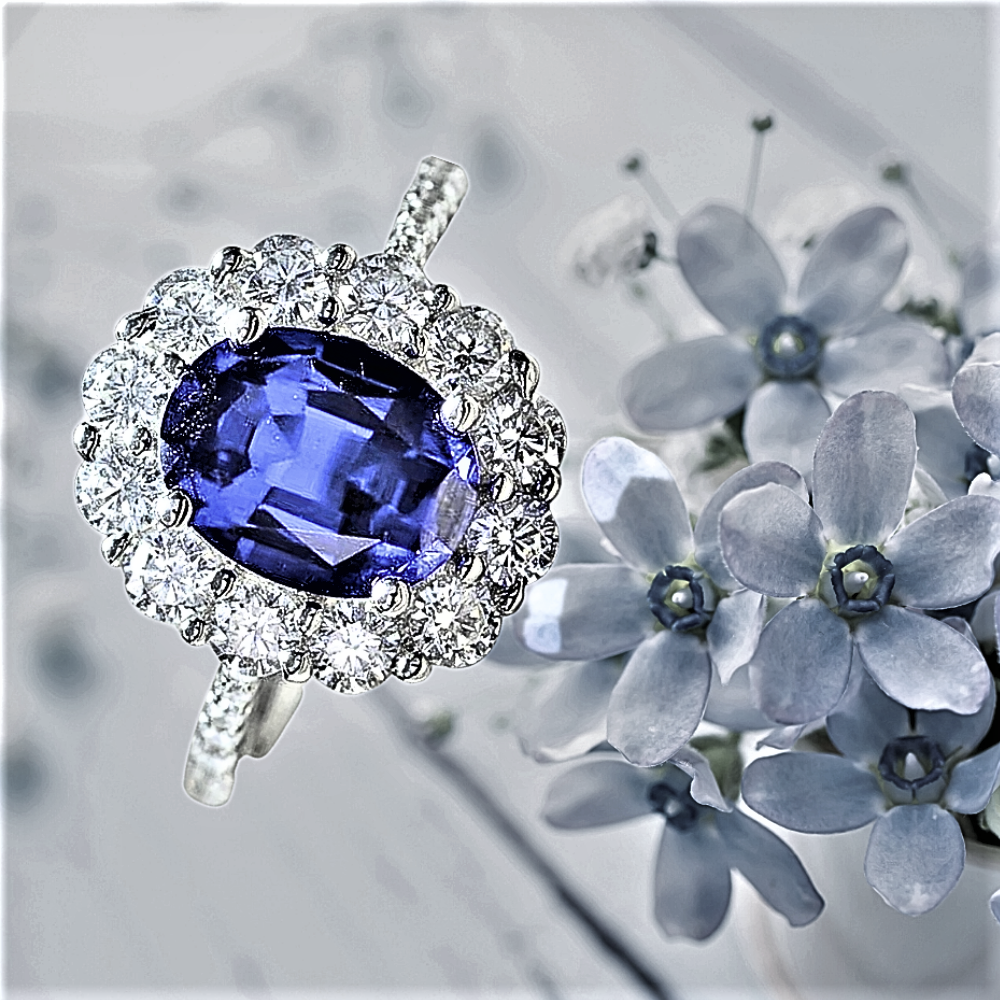 Anillo "Flor Azul" Elegancia italiana atemporal