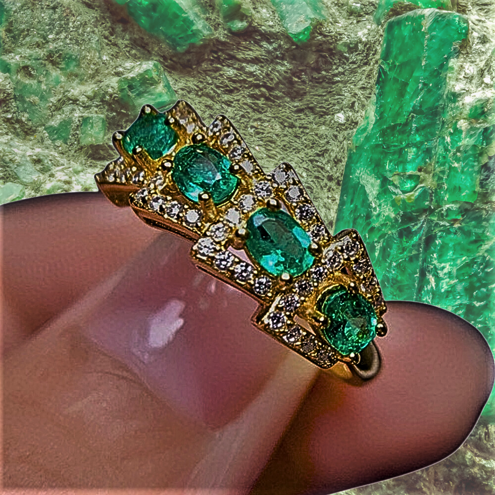 Anillo Flechas Borrosas con Piedras Naturales