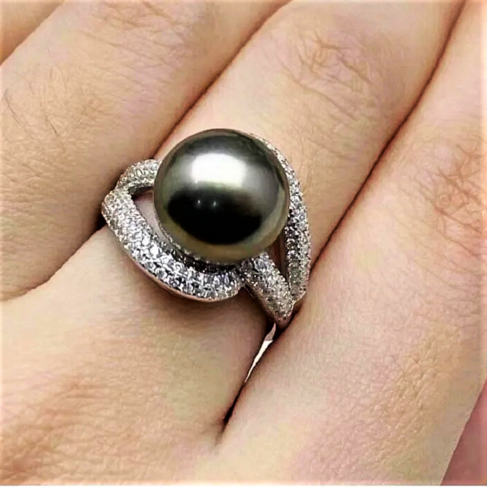 Anello con Perla di Tahiti Naturale da 10-11 MM