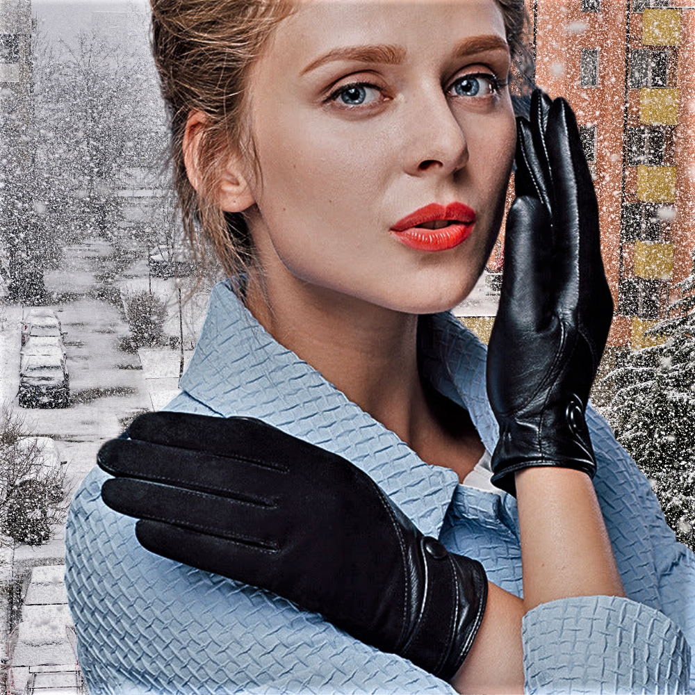 Guantes de piel de oveja para pantalla táctil