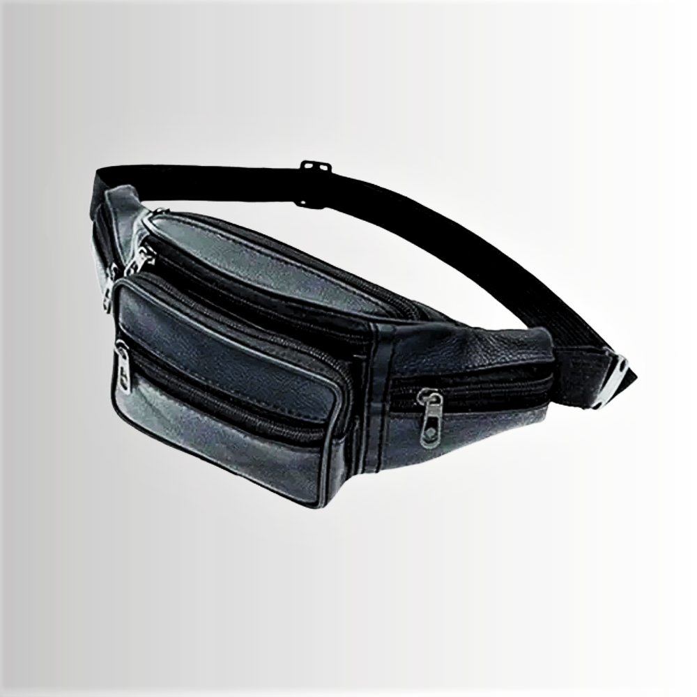 Marsupio a 6 Tasche in Vera Pelle di Vitellino