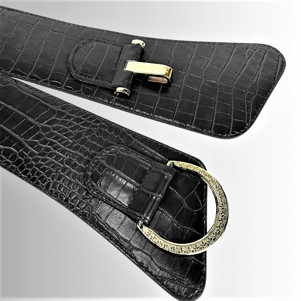 Cintura a Fascia Elastica Asimmetrica con Lavorazione Coccodrillo