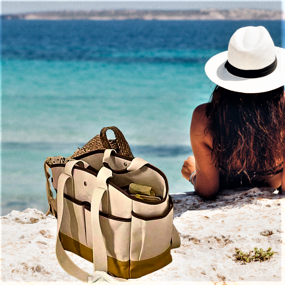 Bolso de lona con múltiples compartimentos, espacio y estilo