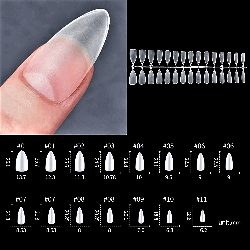 Set Professionale da 120 Pezzi di Unghie in Resina Acrilica Trasparente