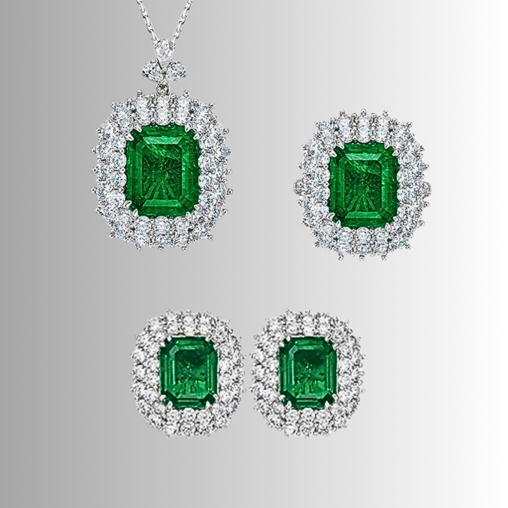 Collana con Smeraldo Colombiano Taglio Smeraldo Lab Grown per ct 6,50 e Brillanti Coltivati