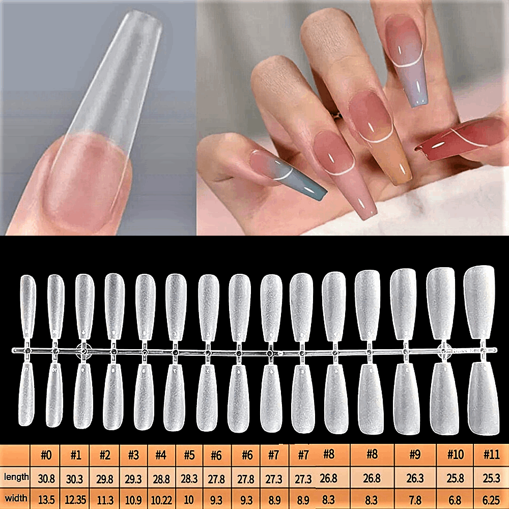 Set Professionale da 120 Pezzi di Unghie in Resina Acrilica Trasparente