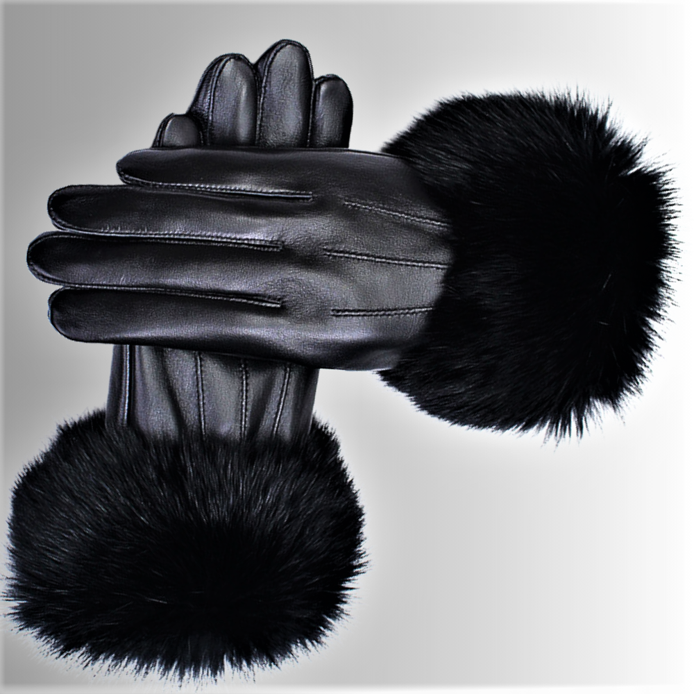 Guanti Touch Screen in Pelle di Pecora e Pelliccia di Lapin