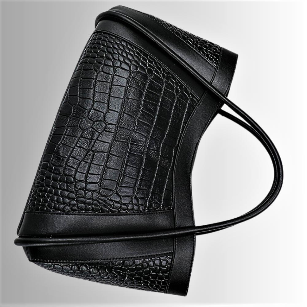 Bolso de piel de becerro trabajado con cocodrilo