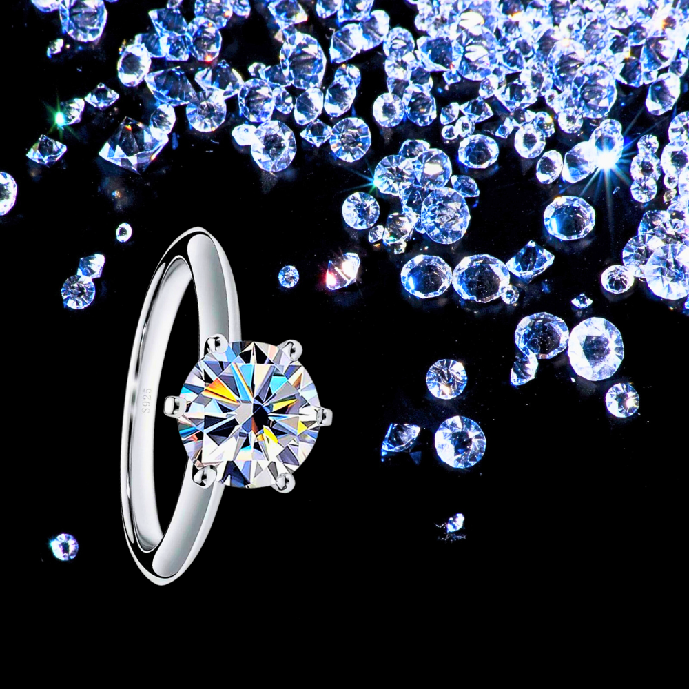"6 puntos de luz": un clásico con moissanita de 2,00 ct