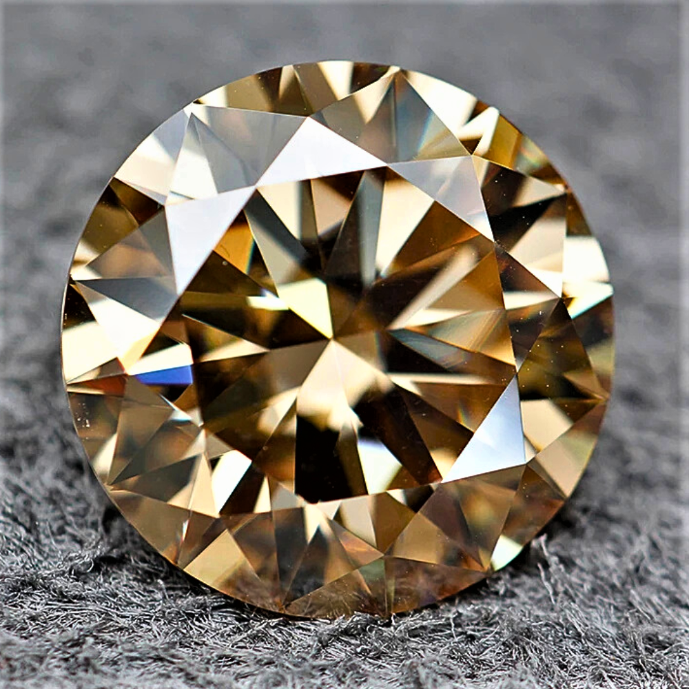 Moissanite Champagne Taglio Brillante Certificata
