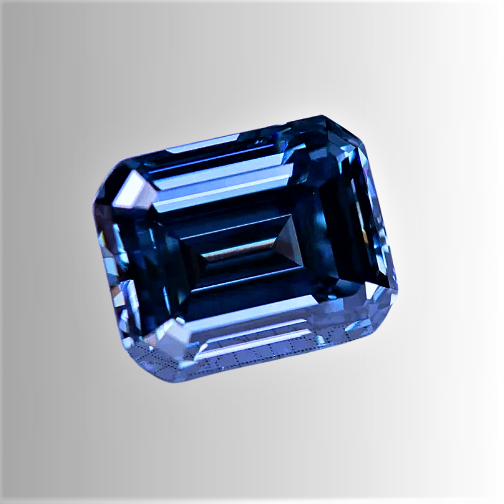 Moissanite Royal Blue Taglio Smeraldo Certificata