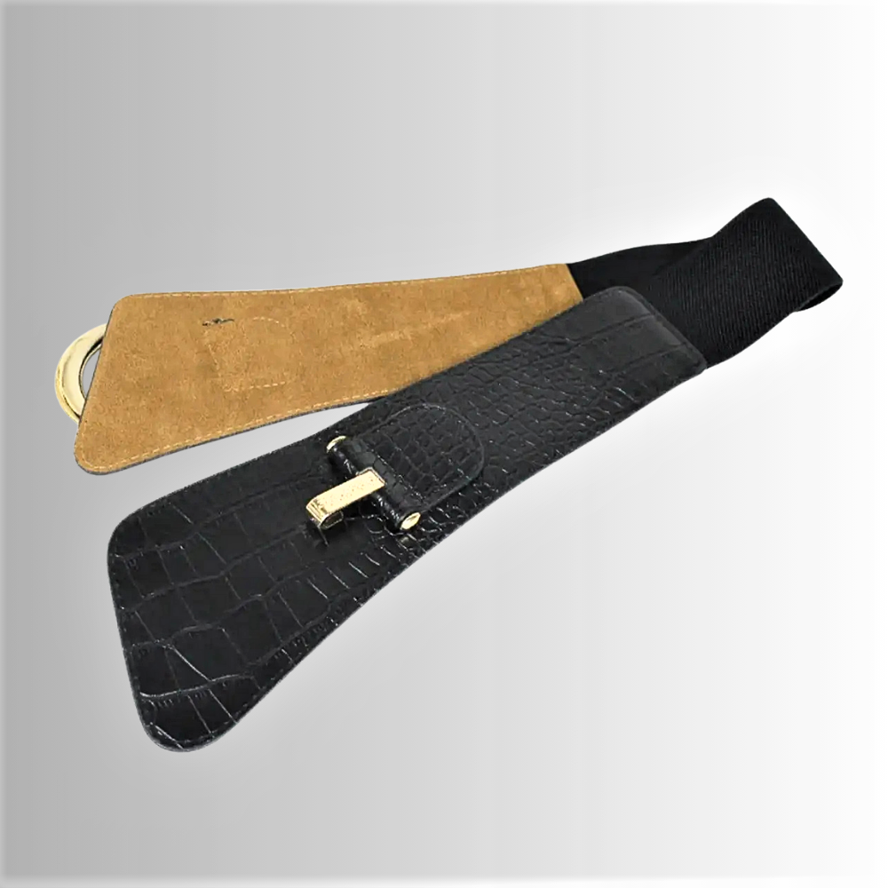 Cintura a Fascia Elastica Asimmetrica con Lavorazione Coccodrillo