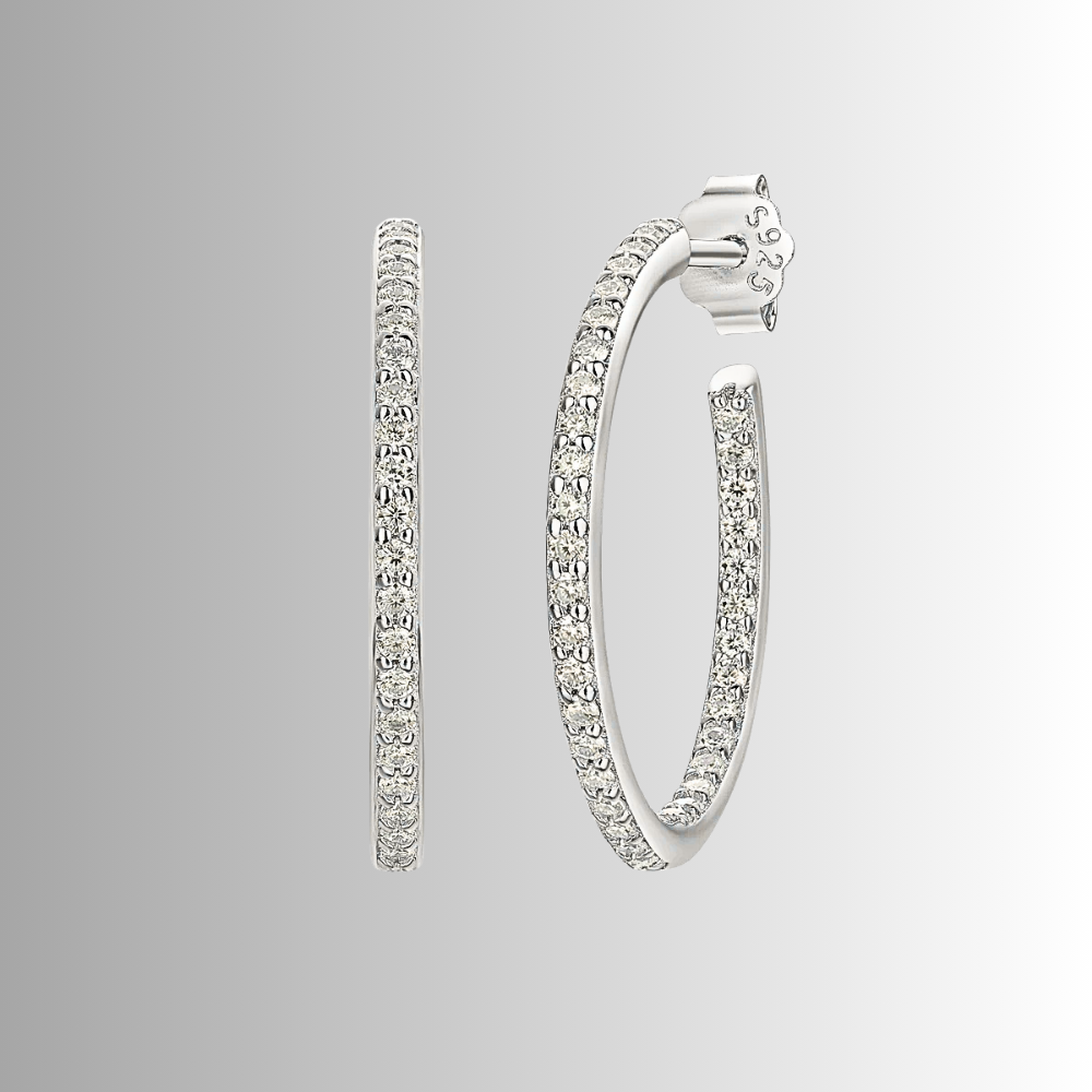 Orecchini a Cerchio Aperto con Striscia di Moissaniti