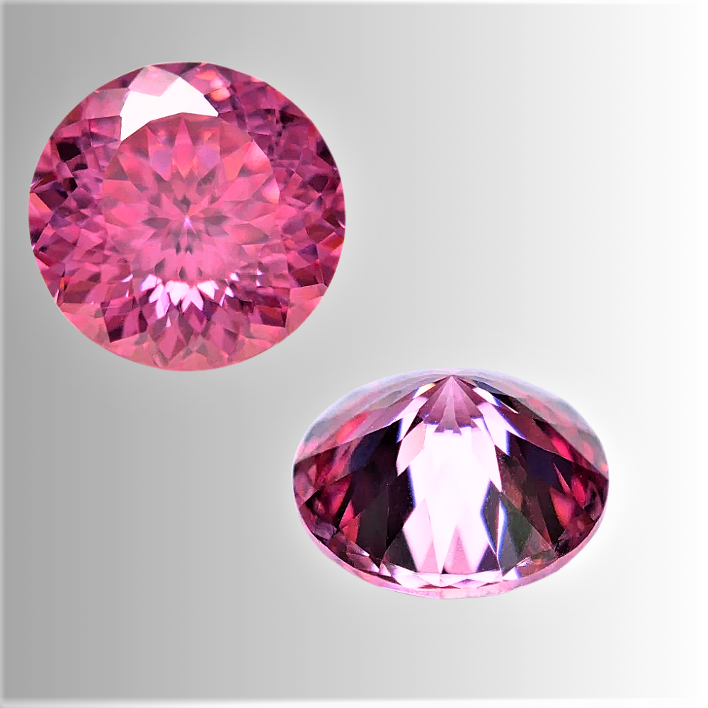 Moissanite Rosa Intenso Taglio Brillante con 100 faccette Certificata