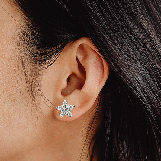 Orecchini a Fiocco di Neve con Moissaniti per ct 0,52