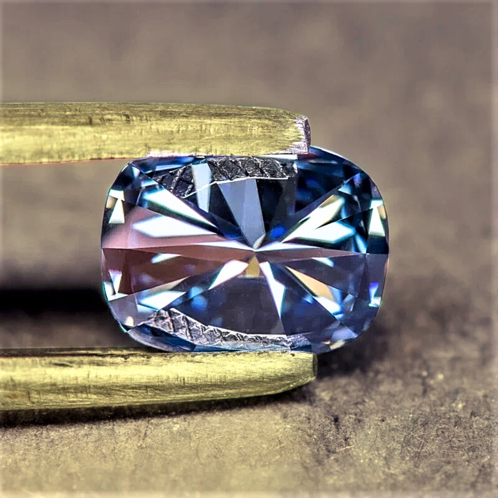 Moissanite Royal Blue Taglio Cuscino Allungato Certificata