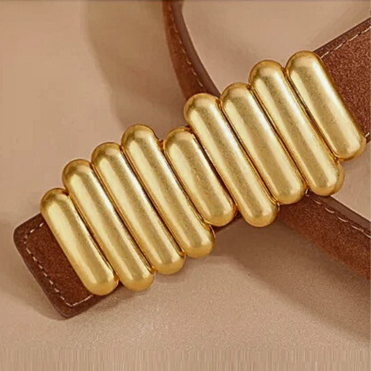 Cintura in Fiore di Pelle di Vitellino Scamosciata