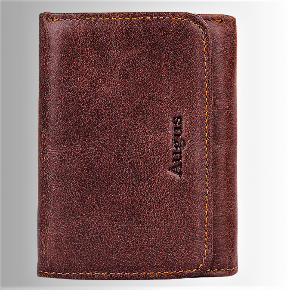Cartera de piel de vacuno auténtica con tecnología RFID