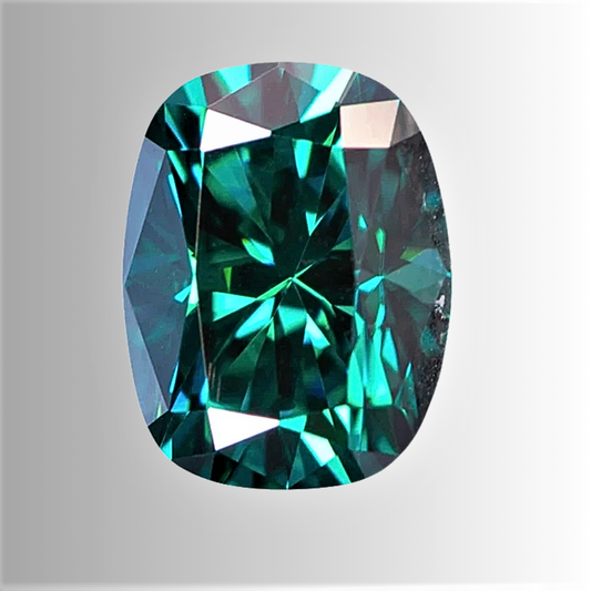 Moissanite Verde Smeraldo Taglio Cuscino Allungato Certificata
