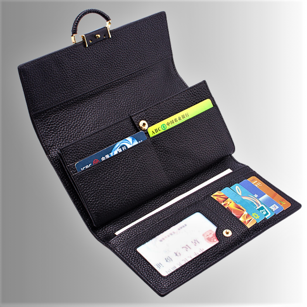 Cartera de piel de vacuno auténtica con textura de cocodrilo