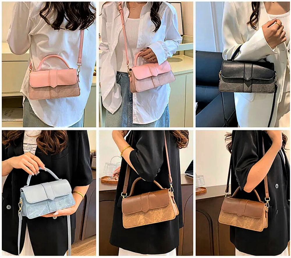 Mini Borsa a Due Tonalità in Similpelle