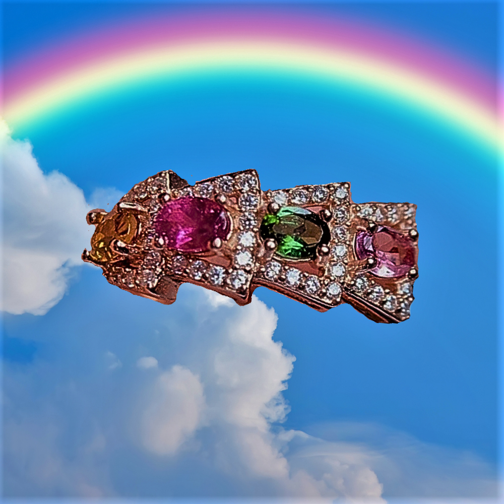 Anillo Flechas Borrosas con Piedras Naturales