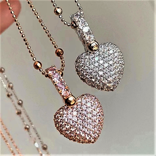 Collana con Ciondolo a Cuore con Brillanti Coltivati
