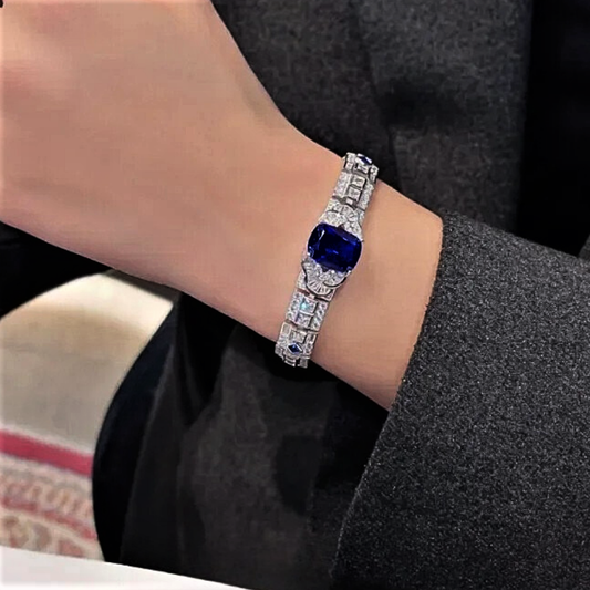 Bracciale con Zaffiro Royal Blue di Ct 5,00 e Diamanti Lab Grown