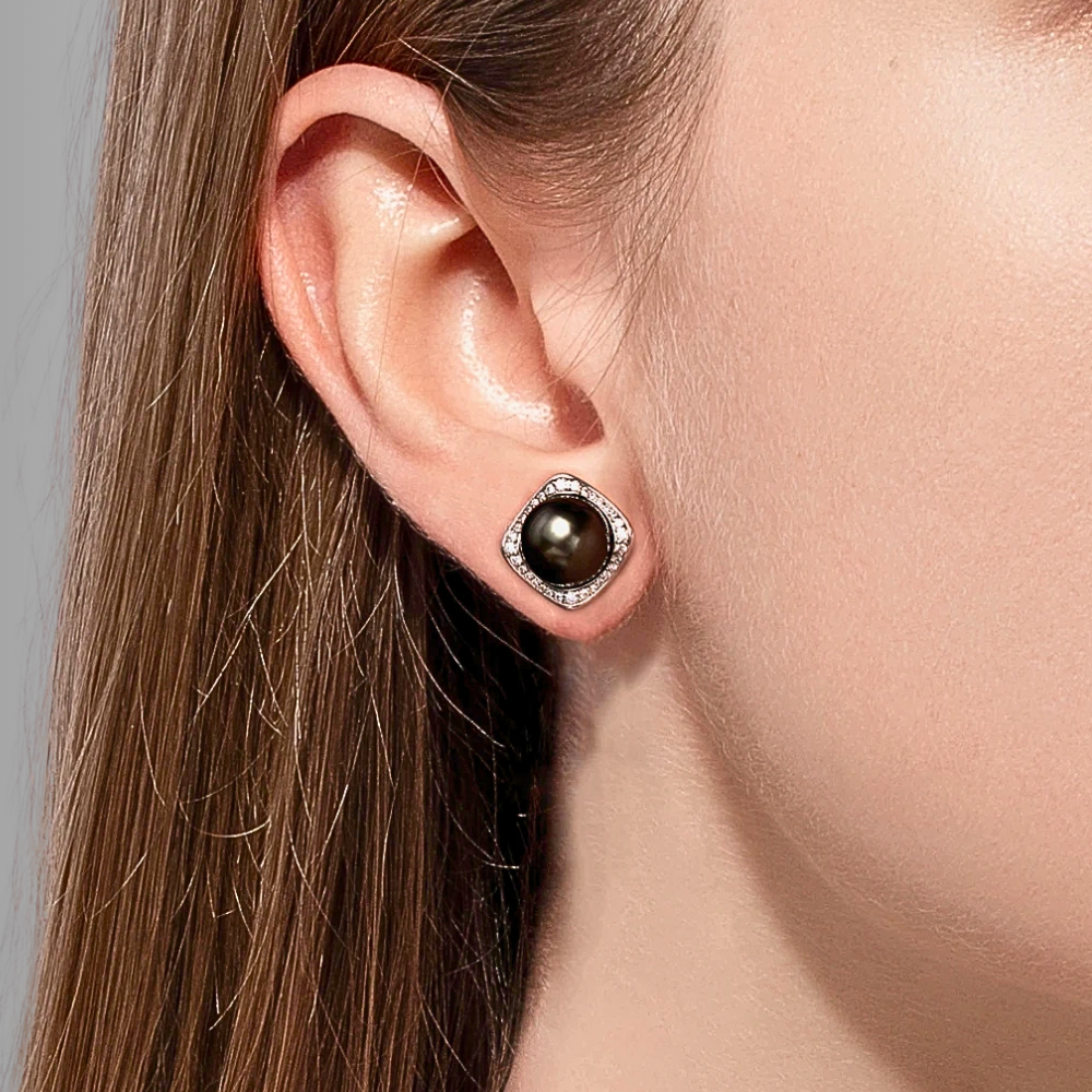 Orecchini con Perle di Tahiti e Moissaniti