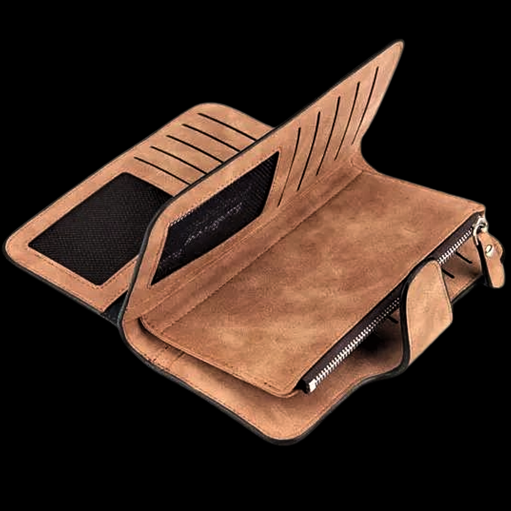 Cartera de gamuza elegante y funcional