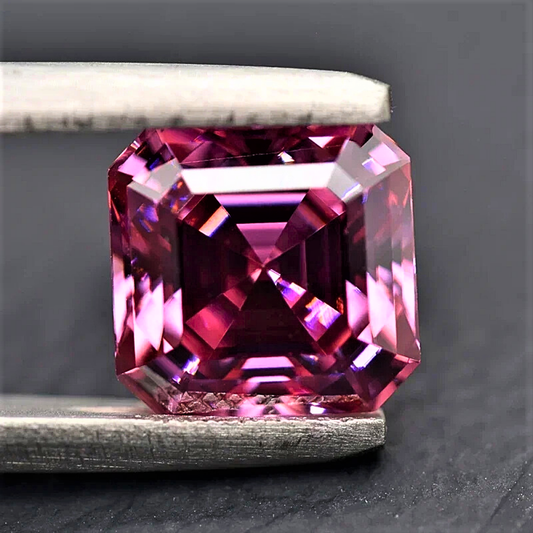 Moissanite Rosa Taglio Asscher Certificata