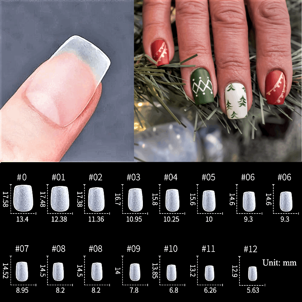 Set Professionale da 120 Pezzi di Unghie in Resina Acrilica Trasparente